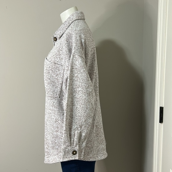 Madewell (Re)sourced Sweater Fleece Shirt Jacket Pale Thistle Pink Sz S NEW - Picture 6 of 13